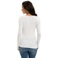 thumbnail image 2 of Womens Long Sleeve Square Neck Shirts Basic Slim Fit Tee Tops, 2 of 5