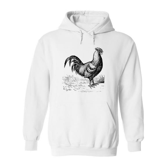 Rooster Pencil Drawing Hoodie Men -Image by Shutterstock, Male Large