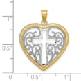thumbnail image 3 of FJC Finejewelers 10k Yellow Gold with with Rhodium Heart with Cross In Center Beaded Filigree Charm, 3 of 6