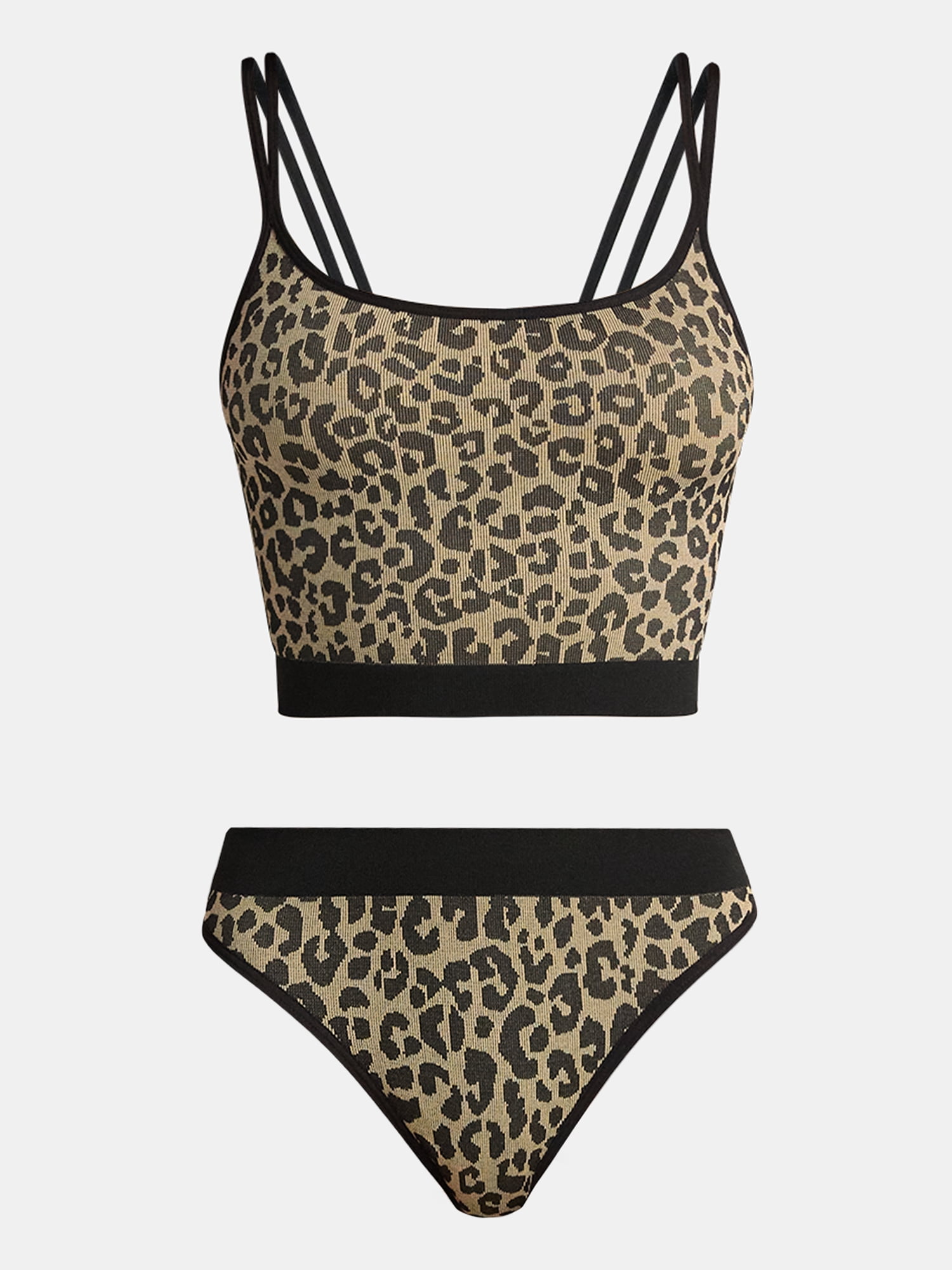 No Boundaries Seamless Cami Bra and Thong Panties Set, 2 Piece, Women's XS-XXXL