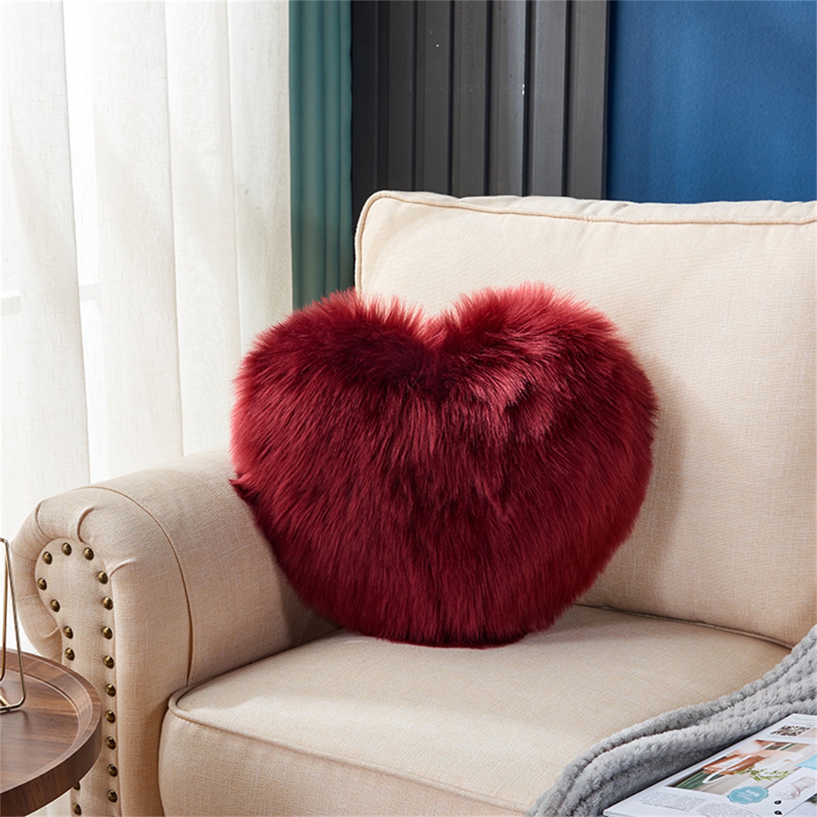 Sunjoy Tech Faux Fur Pillow Cover Decorative Fluffy Throw Pillow