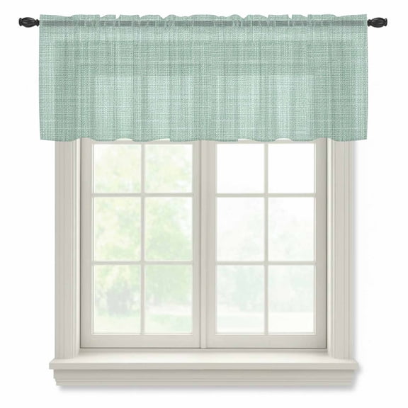 Mint Green Sheer Curtains Valances for Windows Rustic Farmhouse Solid Color Chiffon Kitchen Valances for Cafe, Rod Pocket Voile Window Treatments Curtains for Living Room Bedroom, 42"x12"