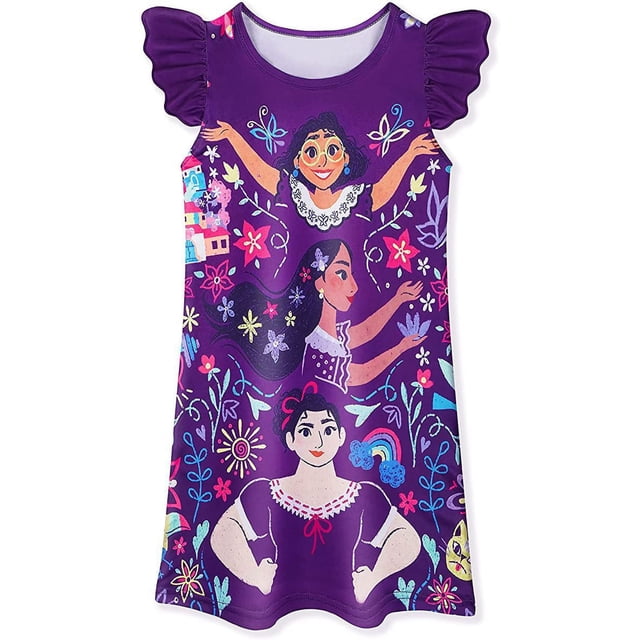 Jupe Princesse Maison Complète Magique pour Fille Manches Courtes à Volants Robe Col Rond pour Fille