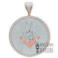 thumbnail image 3 of Big XL 3'' 14K Rose Gold Finish Simulated Diamonds Freemason Masonic G Compass Medallion Pendant Charm, 3 of 5