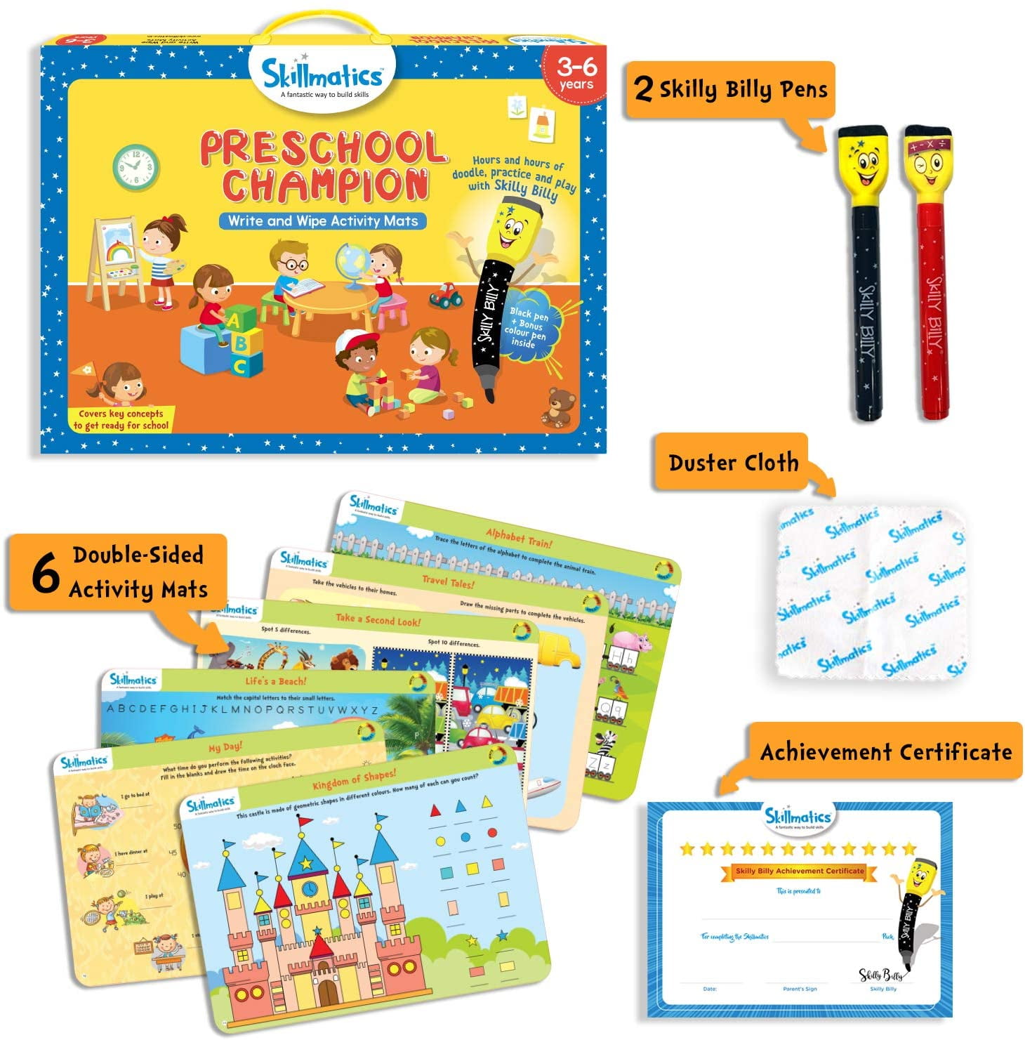 6 Years Skillmatics Educational Game: Animal Kingdom 4 Learning Tools for Boys and Girls 3 3-6 Years 5 | Erasable and Reusable Activity Mats with 2 Dry Erase Markers