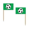 Party Central Club Pack of 12 Green and White Soccer Ball Food or Drink Decoration Party Picks 2.5"