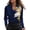 1-Navy, variant on Trendy Floral Print Elegant Draped Neck Blouse Lightweight Lapel Collar Long Sleeve Business Casual Shirt Soft Comfortable Trendy Ladies Work Tops 2-Black XS
