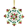 thumbnail image 2 of Northlight 6.5" Green and Red Gem Stone Flowers Snowflake Christmas Ornament, 2 of 5
