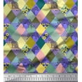 thumbnail image 1 of Soimoi Satin Silk Fabric Leopard & Argyle Patchwork Fabric Prints by Yard 42 Inch Wide, 1 of 1