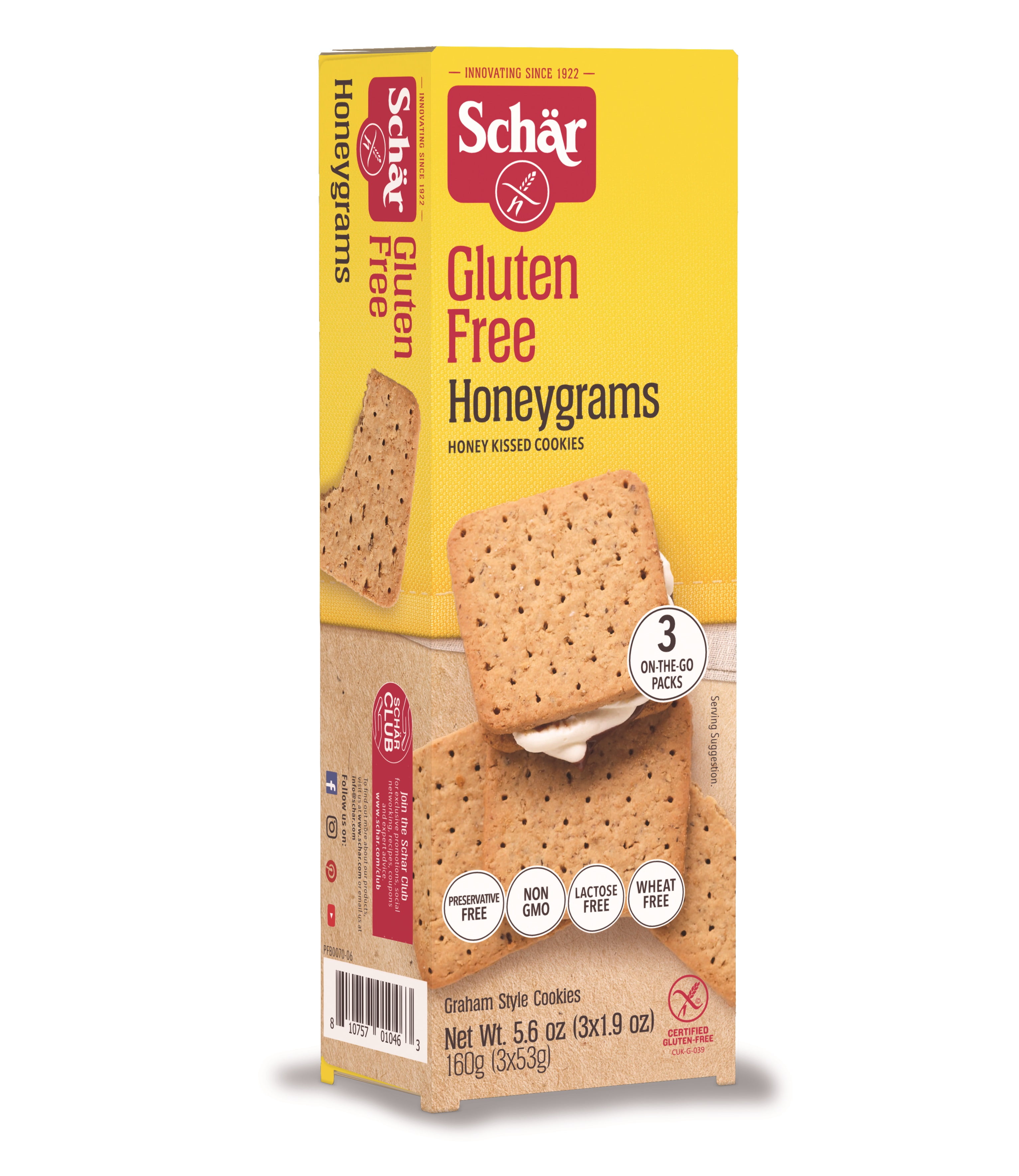 Schar Gluten Free Honeygrams, Honey Graham Cookies, 5.6 oz