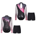 thumbnail image 3 of Aislor Women's Long Sleeve Leotard With Shorts Figure Skating Outfit Contemporary Dancewear Hot Pink XL, 3 of 7