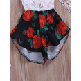 thumbnail image 5 of Gureui Newborn Infant Baby Girls One Piece Breeches Sleeveless Lace Halter Tops Floral Printed Wide Leg Shorts Casual Loose Rompers, 5 of 7