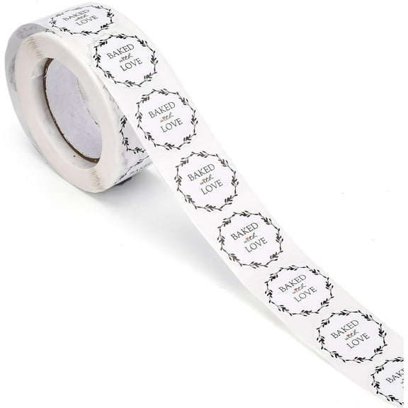 500PCS White Hand Made with Love Stickers Red Heart Baking Stickers Label Bakery Stickers for Baked Goods Packaging Jam Jelly Jar Canning Bottle Cookie Bag for DIY