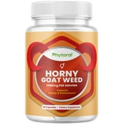 Pure Horny Goat Weed Extract with Maca Powder Immune Support Helps Increase Drive and Stamina Booster for Men and Women Tongkat Ali Plus L-Arginine Increases Energy 60 Capsules