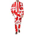 thumbnail image 4 of Canada Day Tuxedo Suits for Men 2 Piece Maple Leaf Printed Lapel V Neck One Button Blazer and Pant Matching Sets for Holiday Party Events, 4 of 6