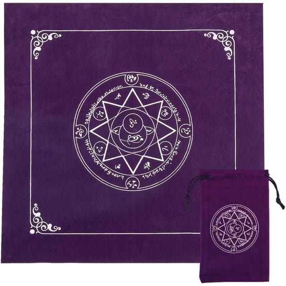 Cloth Tarot Table Cloth Pentagram Gothic Cards Bag Square Table Cover Divination Velvet with Tarot Drawstring Pouch Set Tarot Card Gift for Supplies 19.5Inch-Purple