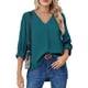 thumbnail image 1 of Blusa Con Cuello En V, Casual De Manga Larga Para Mujer Tops De Moda Cómodos Para Vacaciones Para Club Para Dama ANGGREK  Otros, 1 of 6