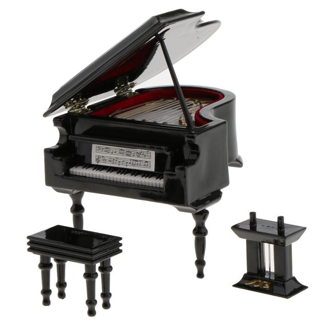 de caja de taburete en miniatura para casa de , accesorio para instrumentos musicales 1/12 perfke Piano en miniatura de casa de muñecas