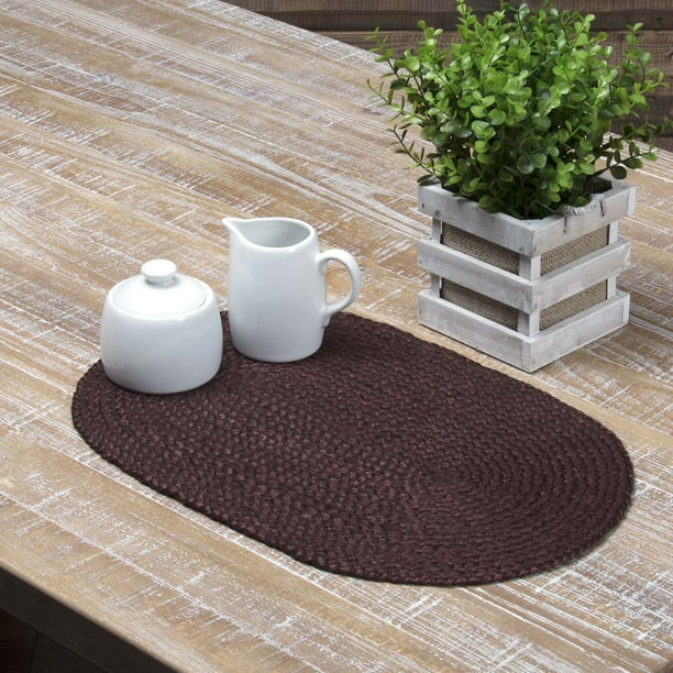 Burgundy Red Primitive Tabletop Kitchen Burgundy Jute Jute Solid Color