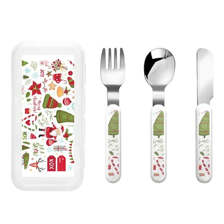 

Rateoe Snowflakes Santa Claus for Stainless Steel Kids Silverware Set - Child and Toddler Safe Flatware - Children s Knife Fork And Spoon Set
