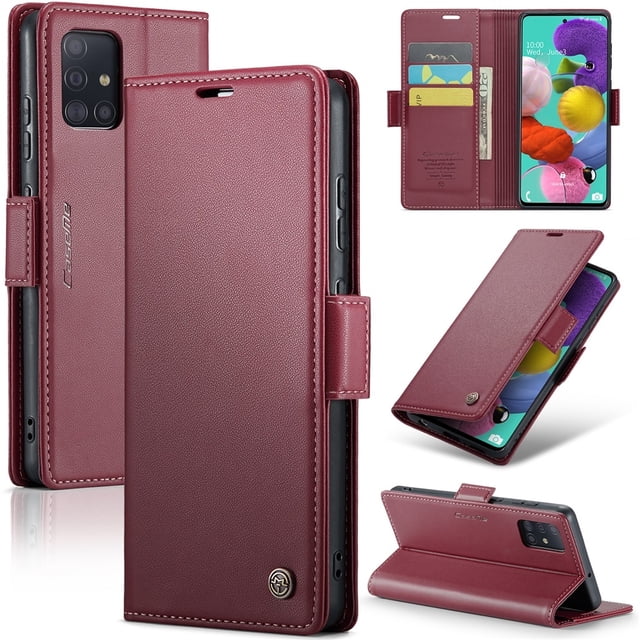 CaseMe Funda de Cuero para Samsung Galaxy A51 4G con Bloqueo RFID, para Samsung Galaxy A51 4G Funda para Mujer Hombre Tarjetero Cierre Magnético Funda Tipo Folio para Samsung Galaxy A51 4G