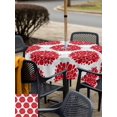 thumbnail image 4 of Outdoor Tablecloth with Umbrella Hole and Zipper, Red Dahlia Square Table Cloth 60x60 Inch Waterproof Tablecloth, Vintage Country Grey Abstract Flowers Floral Picnic Table Cover for Patio Camping, 4 of 7