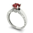 thumbnail image 2 of 1.06 ct Round Cut Natural Garnet Solitaire with Accents Engagement Ring for Women in 18K White Gold, 2 of 5