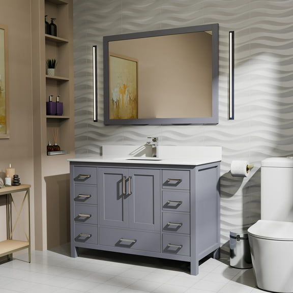 Big Sur 48 in W x 22 in D Dark Grey Single Bath Vanity and Cultured Marble Top