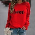 thumbnail image 2 of Fimkaul Women's Sweatshirt Long Sleeve Casual Tops Fashion Love Printed hirt Loosen Blouse Tops Pullover Sweater Red 2XL, 2 of 3