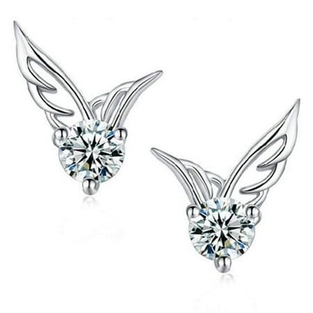 Discount Austrian Crystal Earring - CLEARANCE - Tiny Wings Austrian Crystal Stud Earrings White Gold