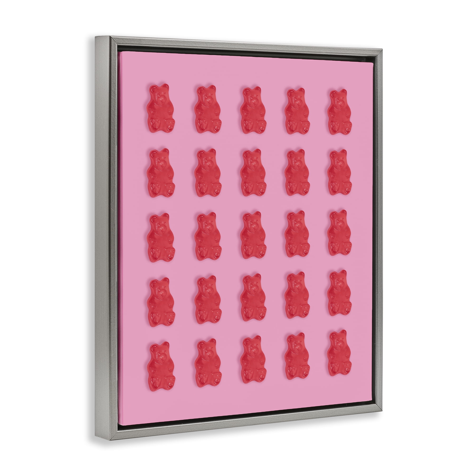 Stupell Industries Red Gummy Bears on Pink Gray Framed Floater Canvas Wall Art, design by LISH Creative
