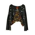 thumbnail image 2 of Craaazy Christmas Shirts for Women Christmas Printed Crew Neck Long Sleeve Pullover Holiday Christmas Womens Tops Gifts for Women, 2 of 5