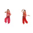 thumbnail image 1 of (2-Pack) Rinsvye Kids Belly Dance Glitter Mesh Performance Outfit Festival Wear Stage Show Net Skirt Top Set Dance Party, 1 of 4