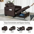 thumbnail image 3 of Pull Out Convertible Sleeper Sofa Bed with Storage USB Port Cup Holder Side Pocket Pillow Adjustable Backrest, Cream, 3 of 11