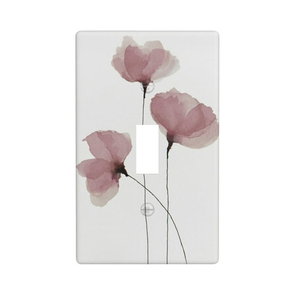 Standing Tall Pink Flowers Light Switch Cover Plates Single Toggle Wall Plate, Decorative 1-Gang Christmas Decor Lightswitch Cover