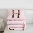 thumbnail image 5 of meiyoeat Pink Print Alphabet Full Size Comforter Sets,Cheetah Bow Tie Initial Design Bedding Comforter Set For Girl,Pink Reversible,3-Piece,1 Comforter and 2 Pillowcases, 5 of 7