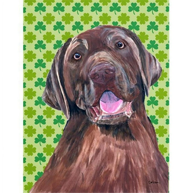 Carolines Treasures SC9304CHF 40 x 40 In. Labrador Chocolat St. Patricks Jour Shamrock Drapeau Toile- Taille de la Maison