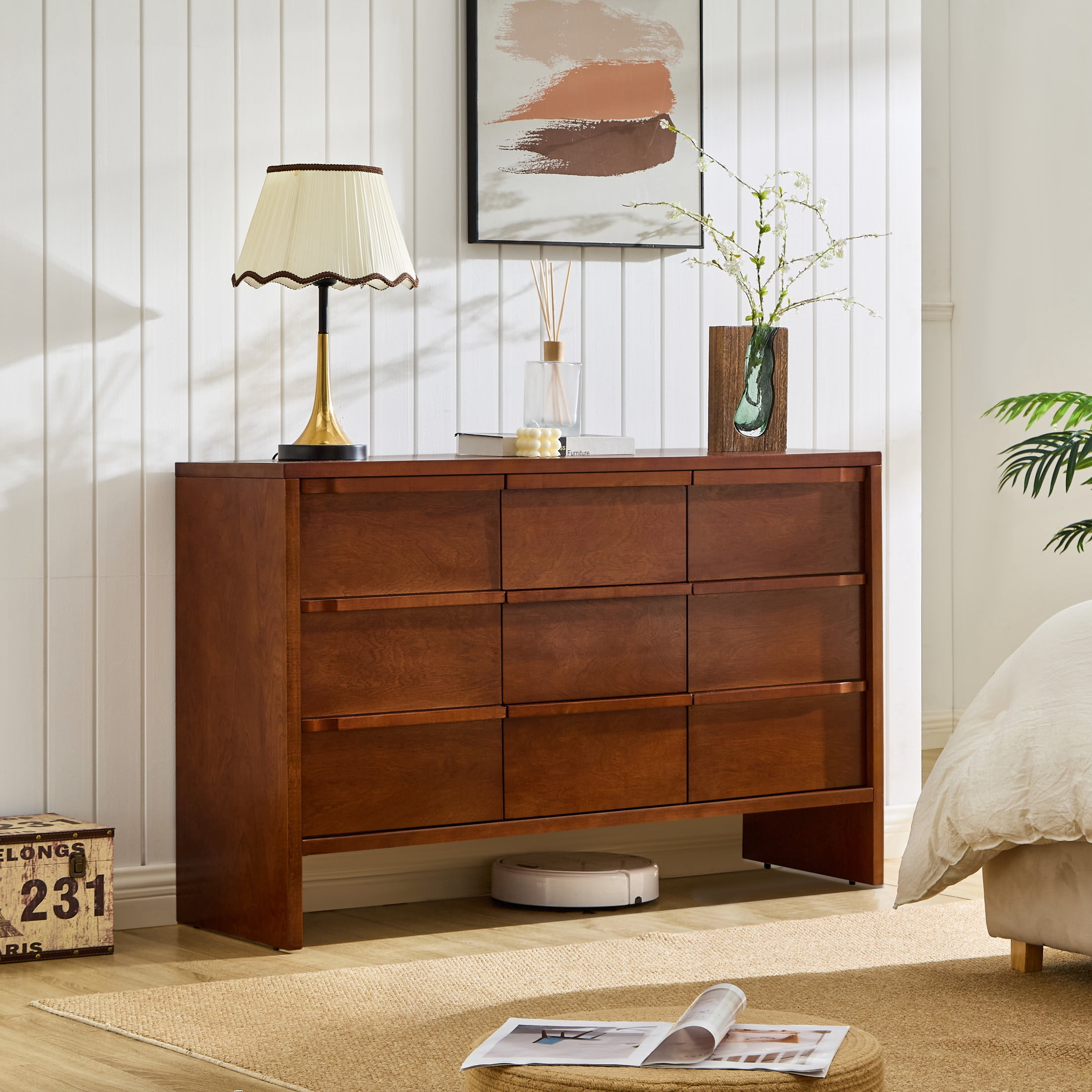 GDF Studio 47.3-Inch Sideboard Buffet Cabinet with 2 Doors, Drawers & Adjustable Shelves, Walnut