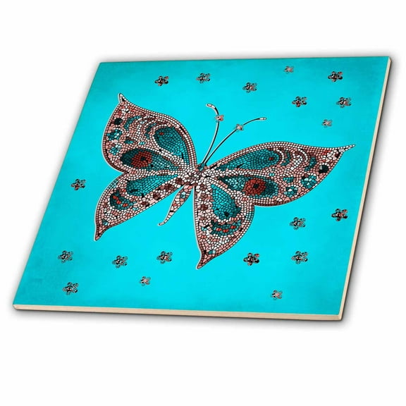 3dRose, Butterfly Decorated With Mosaic, 8 Inch Ceramic Tile
