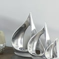 thumbnail image 5 of 11" x 9" Silver Aluminum Metal Sail Boat Sculpture with Black Base, by DecMode, 5 of 10