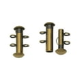 thumbnail image 1 of Slide Tube Clasps 2-Strand with Vertical Loops 16.5 x 4mm, 4 Sets, Antiqued Gold Plated, 1 of 2