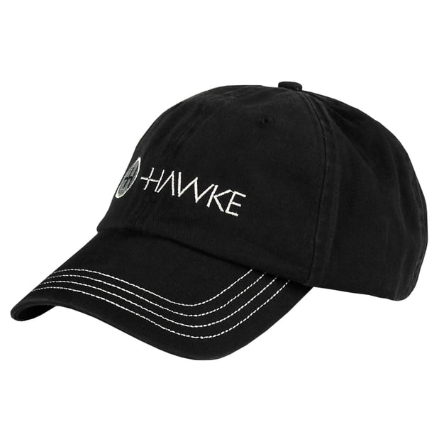 Gorra Ajustable de Algodón Desgastado Hawke Negra y Gris