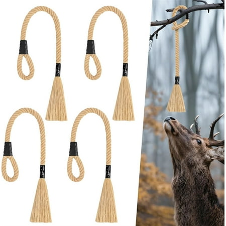 Triani 4Pcs Hemp Rope for Deer 31.5 Inch Hanging Attractant Scrape Licking Scent Rub Durable Jute Fiber Hunting Accessory for Simulated Scratching