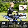 thumbnail image 3 of 49cc 2-Stroke Kids Dirt Bike, Gas Powered Mini Dirt Bike for Boys and Girls 5-13, Motorcycle with 25mph Max Speed, 2.5-10" Off Road Tires, Front and Rear Suspension & Dual Disc Brakes, Blue, 3 of 8