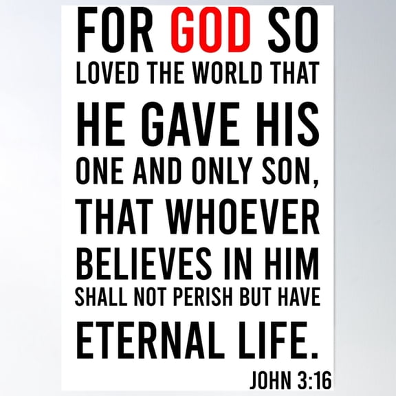 John 3:16 Bible Verse Poster Wall Art UNFRAMED PAPER POSTER, Home Decor