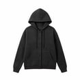 thumbnail image 6 of Tusihei Women Fall Winter Hooded Fleece Shacket Button Down Casual Cardigan Pullover Solid Warm Loose Coat Jacket for Women Outdoor Lounge, Black L, 6 of 6