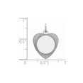 thumbnail image 2 of White Sterling Silver Charm Pendant 17 mm 15 Rh-Plt Engraveable Heart Polished Front Satin Back Disc, 2 of 2