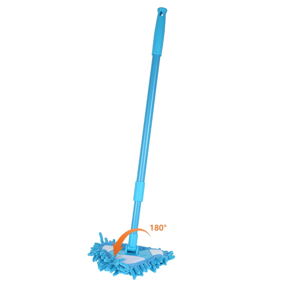 Blue, Mop+Replacement Cloth 180-Degree Rotatable Adjustable Triangle Cleaning Mop for Home and Kitchen 