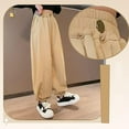 thumbnail image 4 of Eltusu Girls Sports Sweatpants, Elastic Waist Casual Loose Solid Color Jogger Pants Khaki Size 7-9 T, 4 of 4