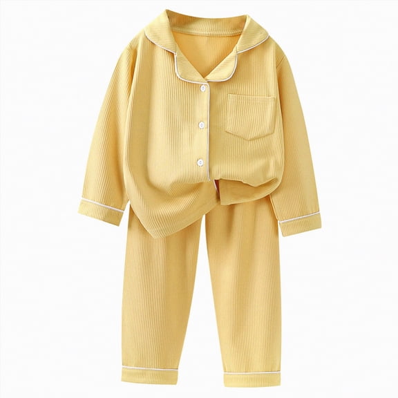 UAYOTSE Baby Boys Girls Pajama Set 6M-7T Kids Cute Toddler Snug fit Pattern Design Pjs Cotton Sleepwear(Yellow#_4,11-12 Years)